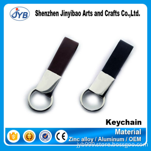 custom men business elegant leather keychain with metal clip